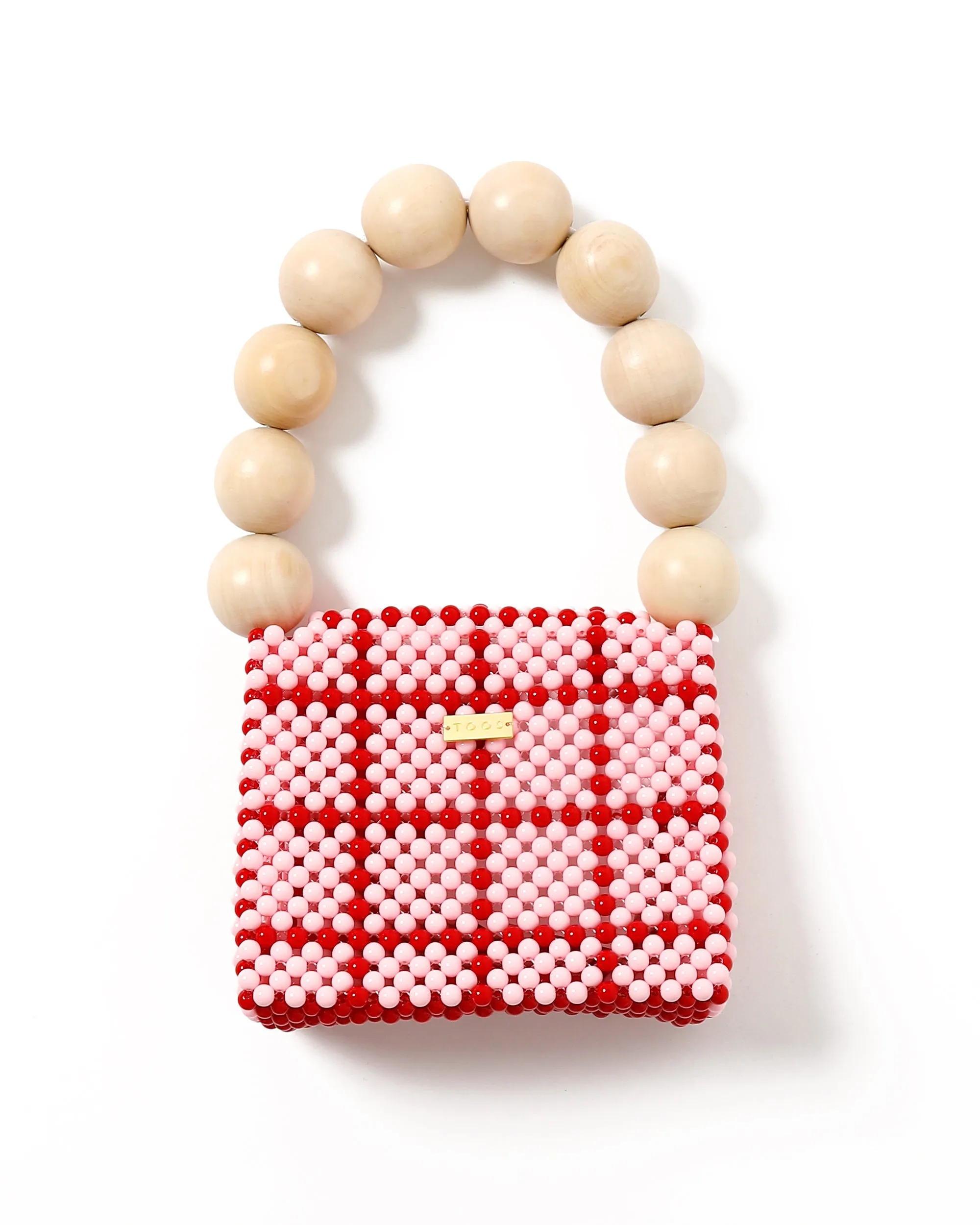 <b>TOOS</b><br>wood ball handbag (pink checked)