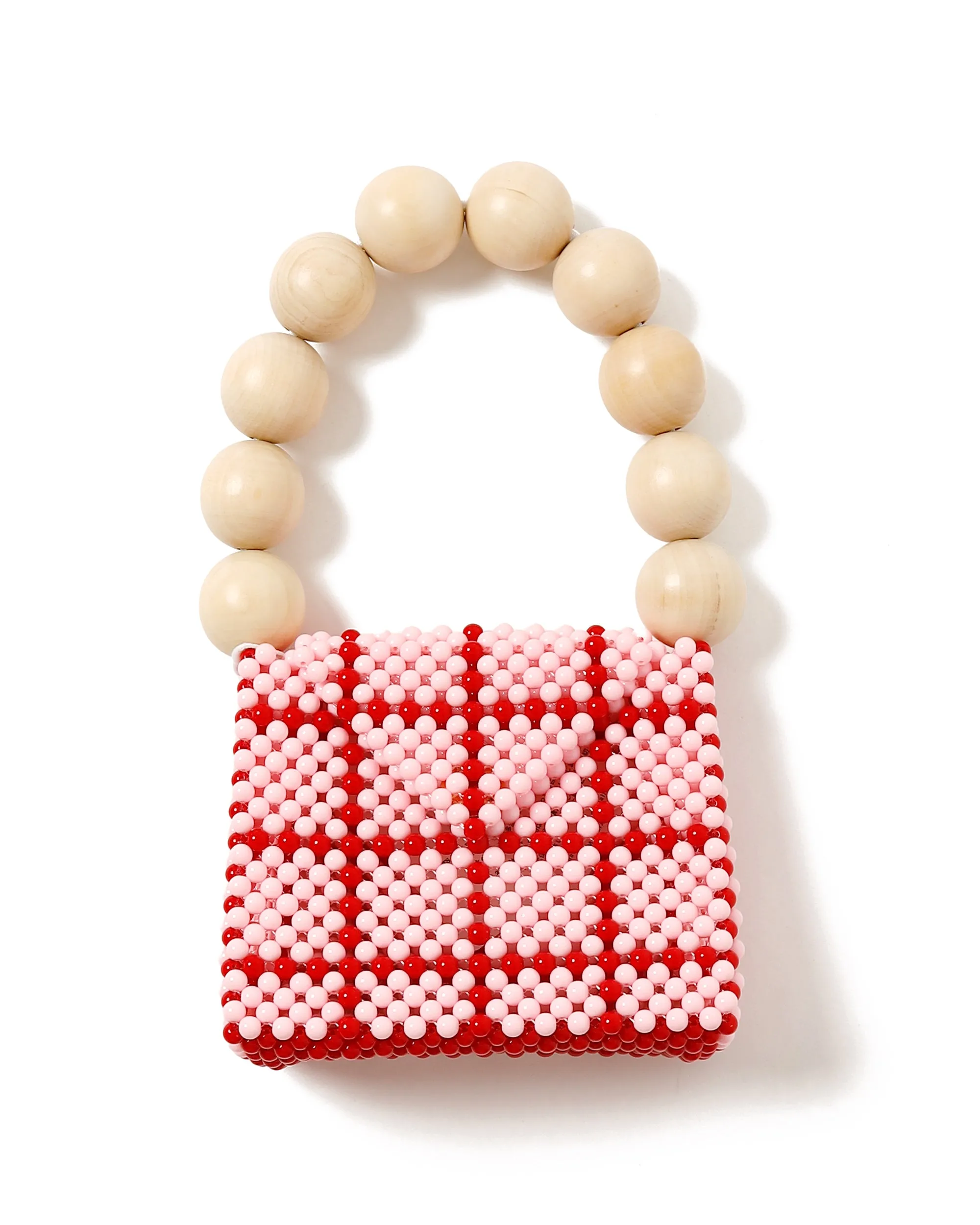 <b>TOOS</b><br>wood ball handbag (pink checked)