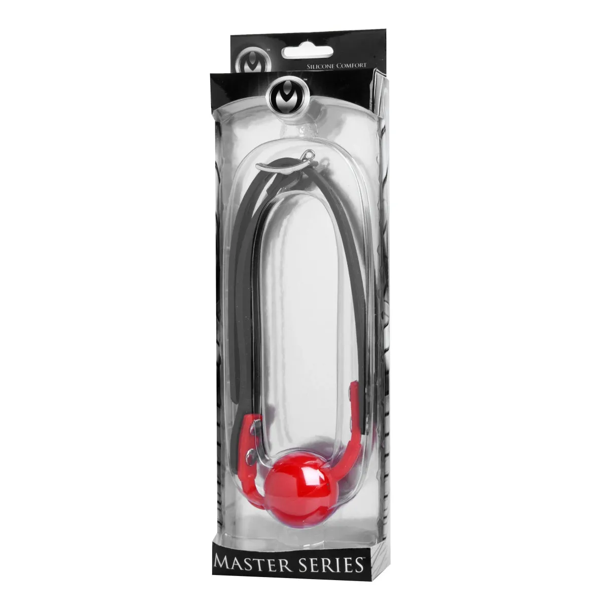 Master Series The Hush Gag Silicone Comfort Ball Gag Red Black