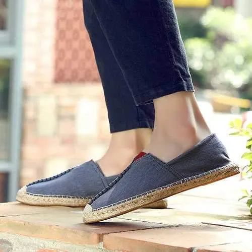 Men Casual Hand Stitching Canvas Espadrille Loafers Flats