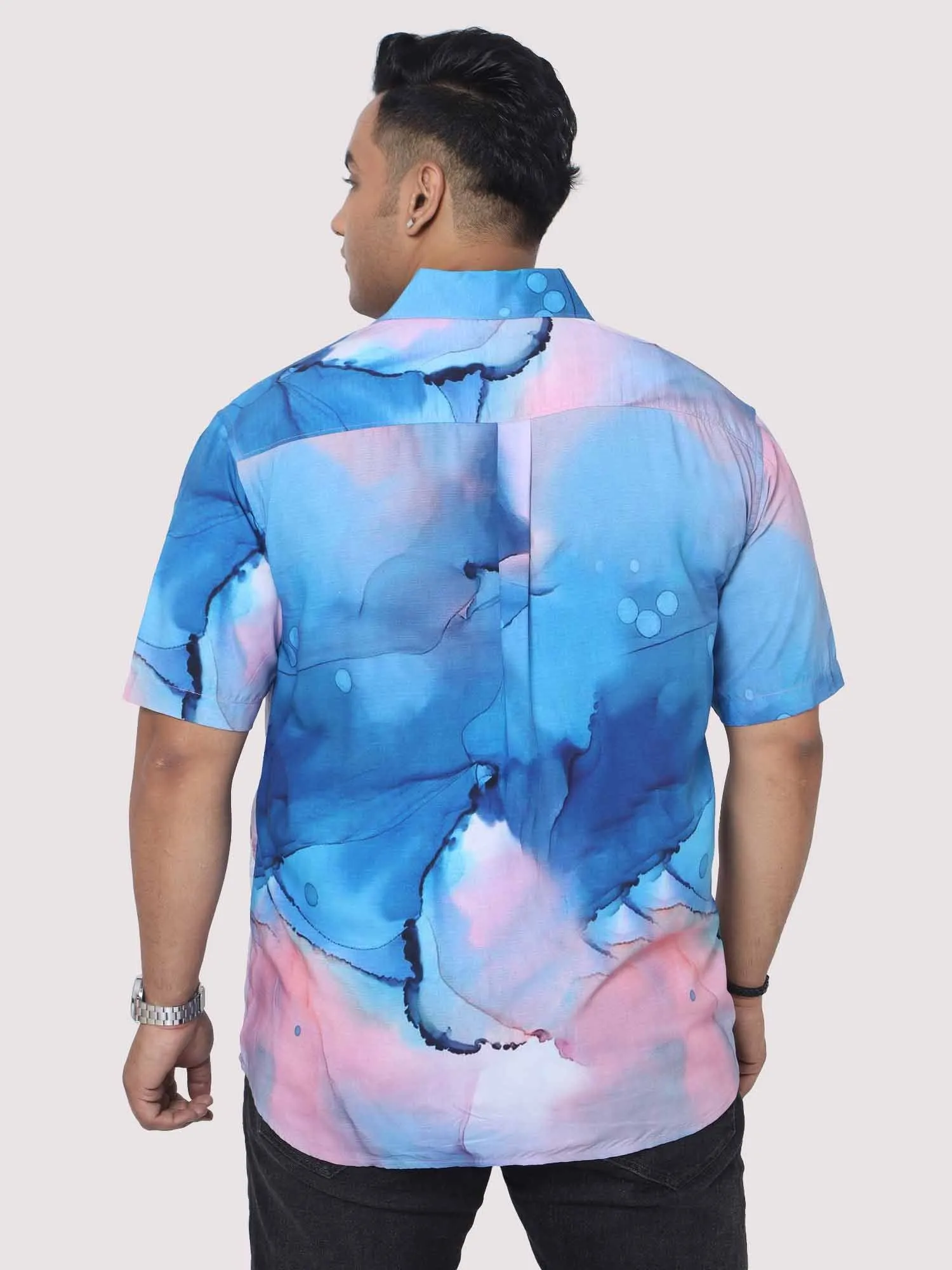 Men Plus Size Horizon Digital Printed Half Shirt