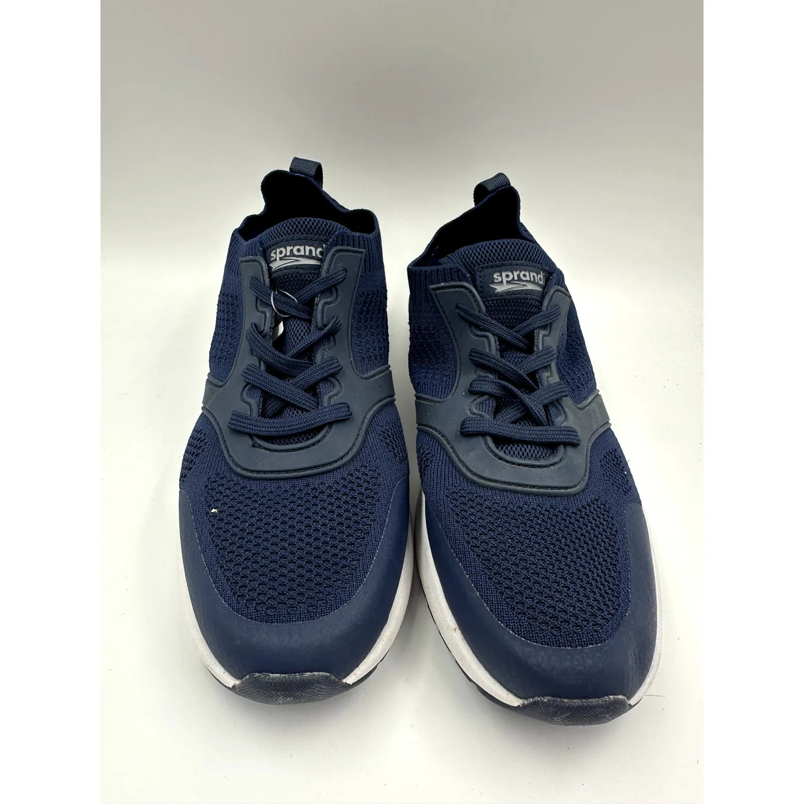 Men's Size 12, Dark Blue Knit Low Top Athletic Sneaker with White Sole