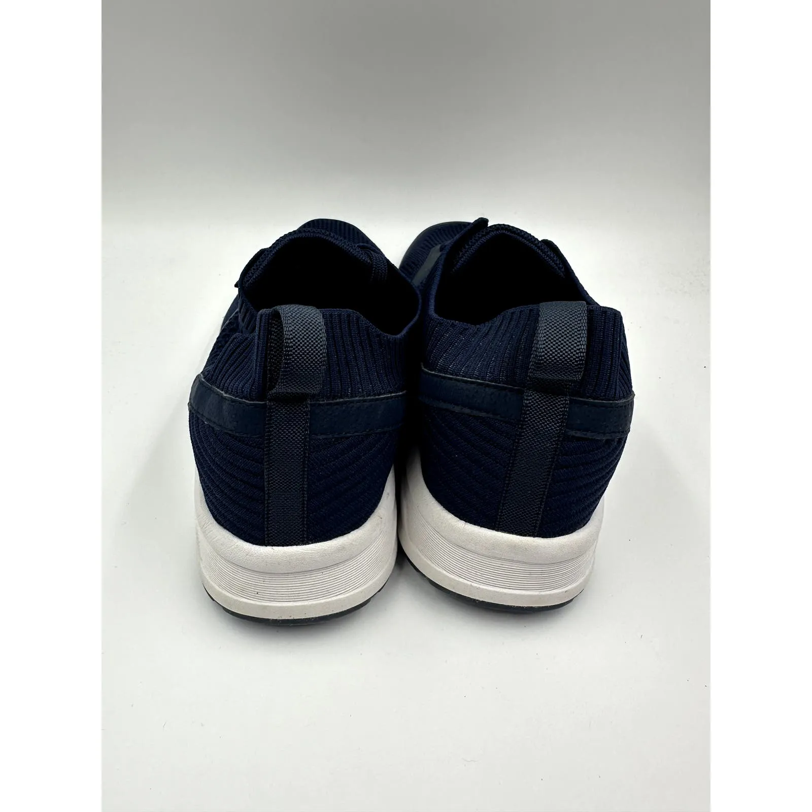 Men's Size 12, Dark Blue Knit Low Top Athletic Sneaker with White Sole