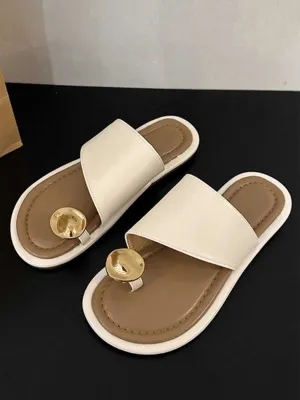 Metal Thumb-Toe Beach Sandals