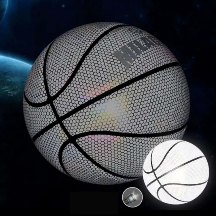 MILACHIC Number 7 Holographic Reflective Basketball Visible at Night Rainbow Star Basketball(Pretty Moon White Square 6722)