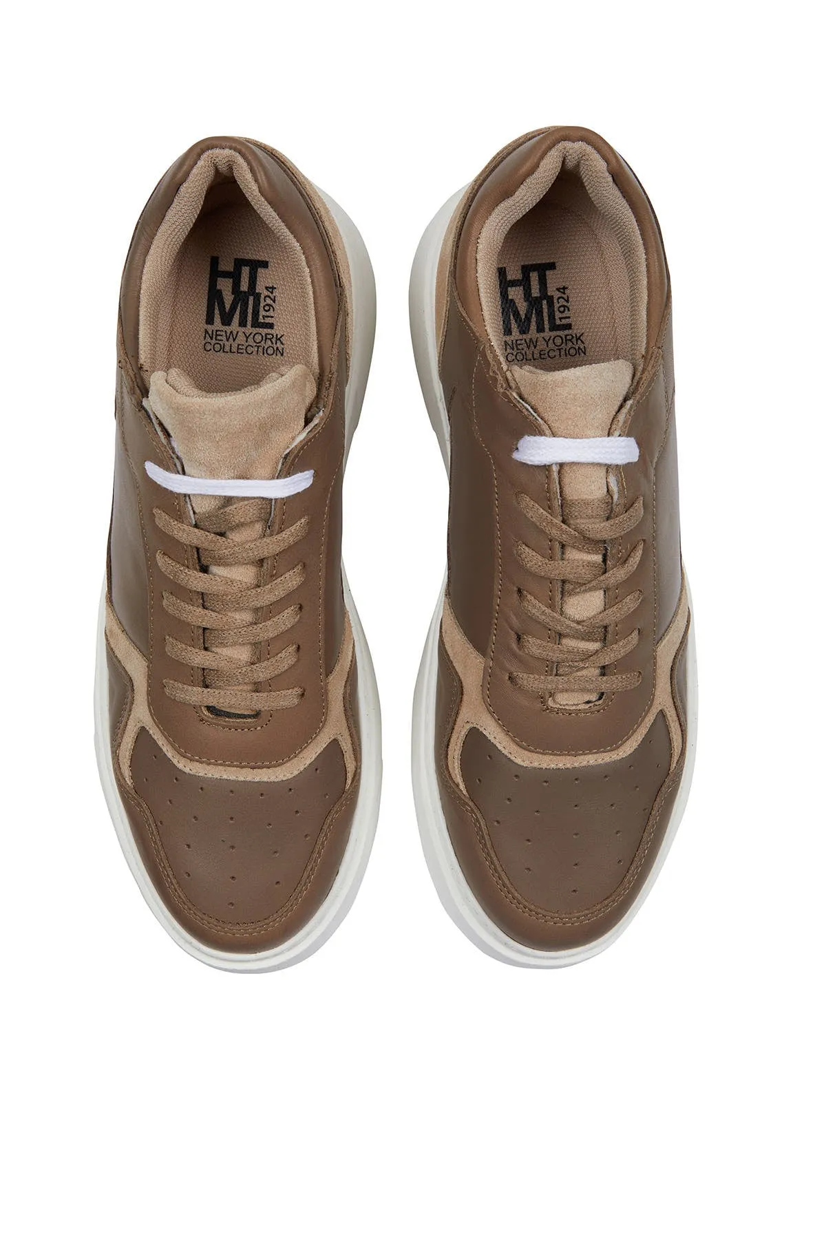 Mink Lace-Up 100% Leather Sneakers