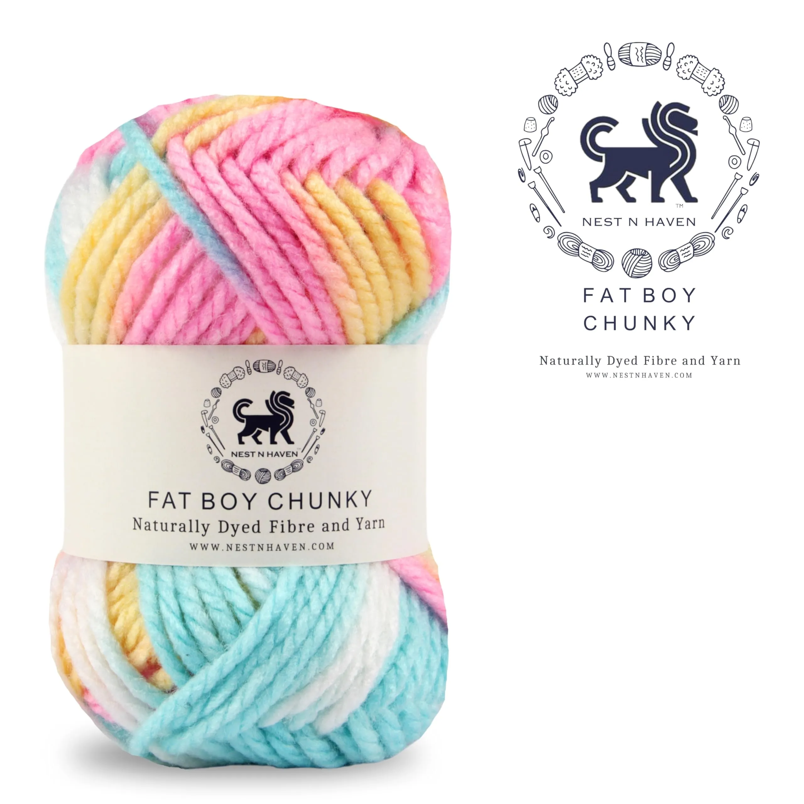 NESTNHAVEN, Fat boy Chunky Motu Thick Hand Knitting/Crochet Wool Yarn, 6 mm Thickness, Pack of 1 (1 Ball / 100 Grams), Multicoloured (BBCH001)