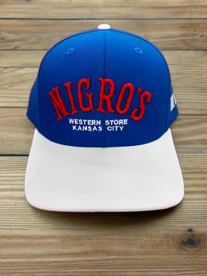 Nigro's Richardson 512 Six Panel Red "Nigro's" Arch Royal Blue White Bill - NBC 72