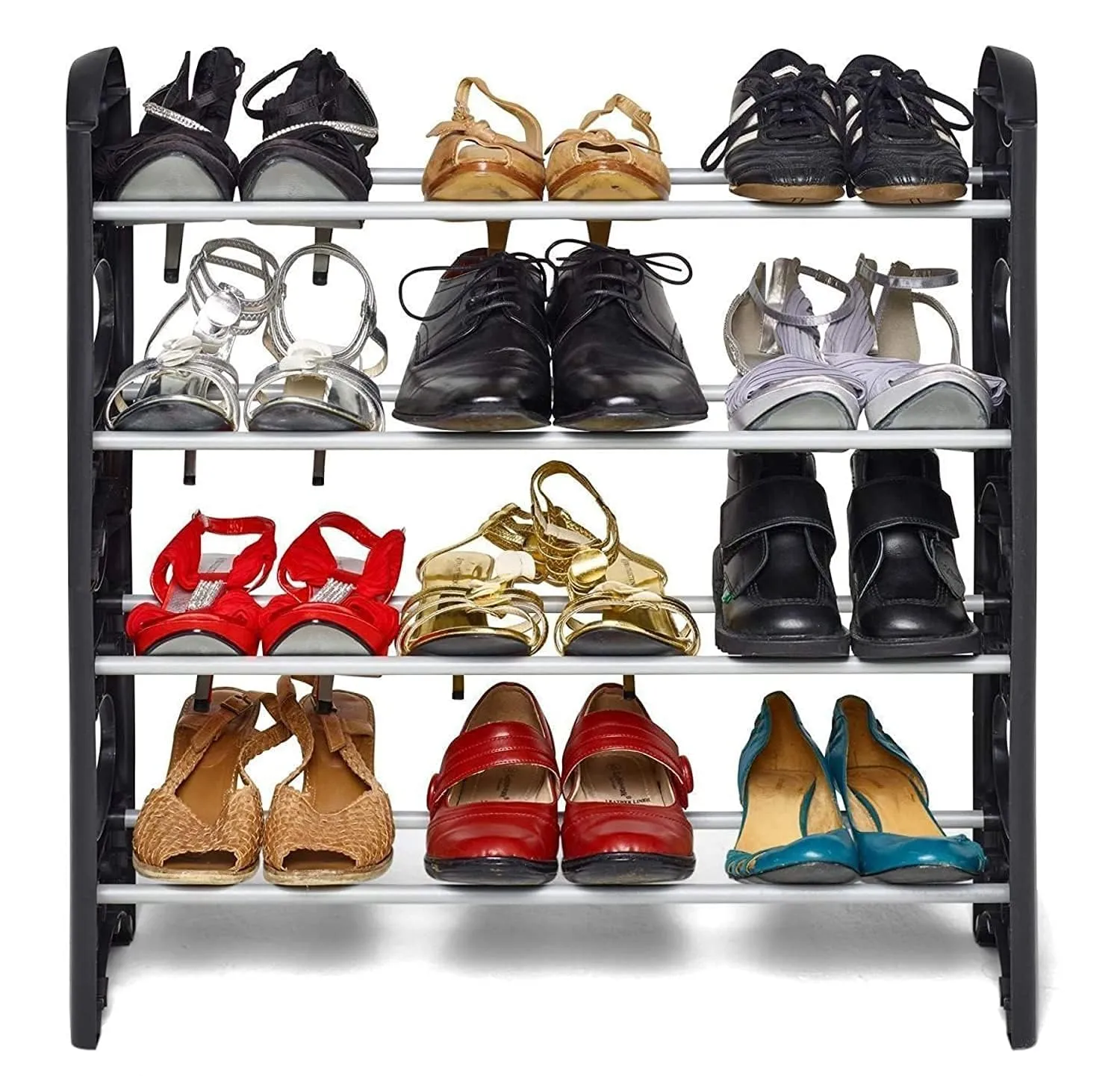 Nutts Easy to Assemble 4 Shelves, 12 Pair Metal & Plastic Shoe Rack