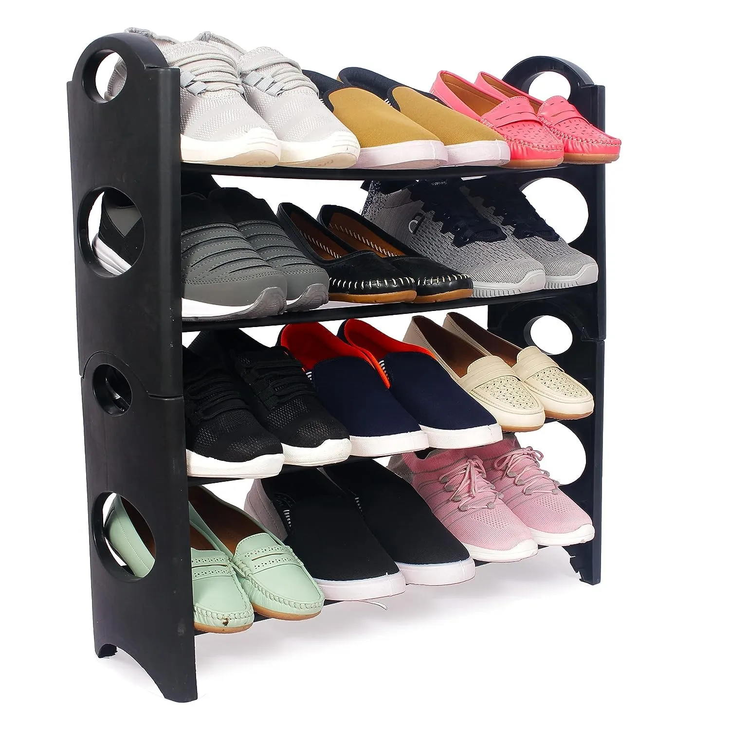 Nutts Easy to Assemble 4 Shelves, 12 Pair Metal & Plastic Shoe Rack