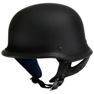 Outlaw T-75 'The Hanz' German Style Flat Black Advanced Motorcycle Half Helmet