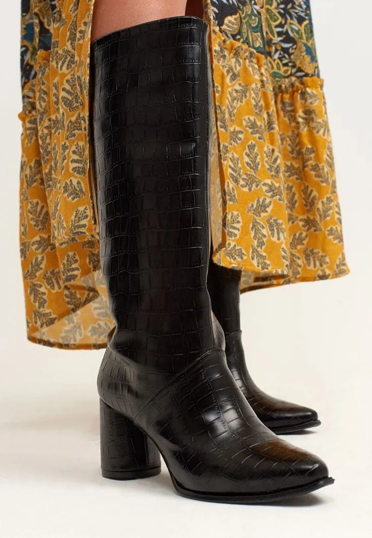 OXXO - Crocodile pattern leather boots