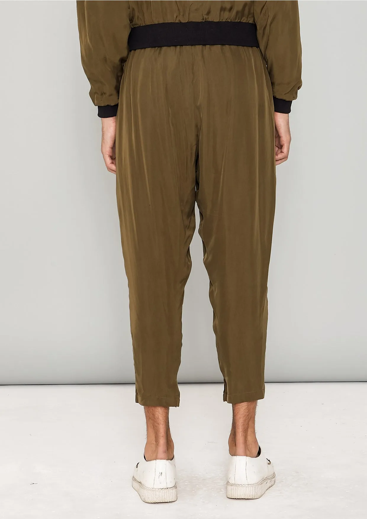 PANTS LOOSE ELASTIC- CUPRO BIAS khaki