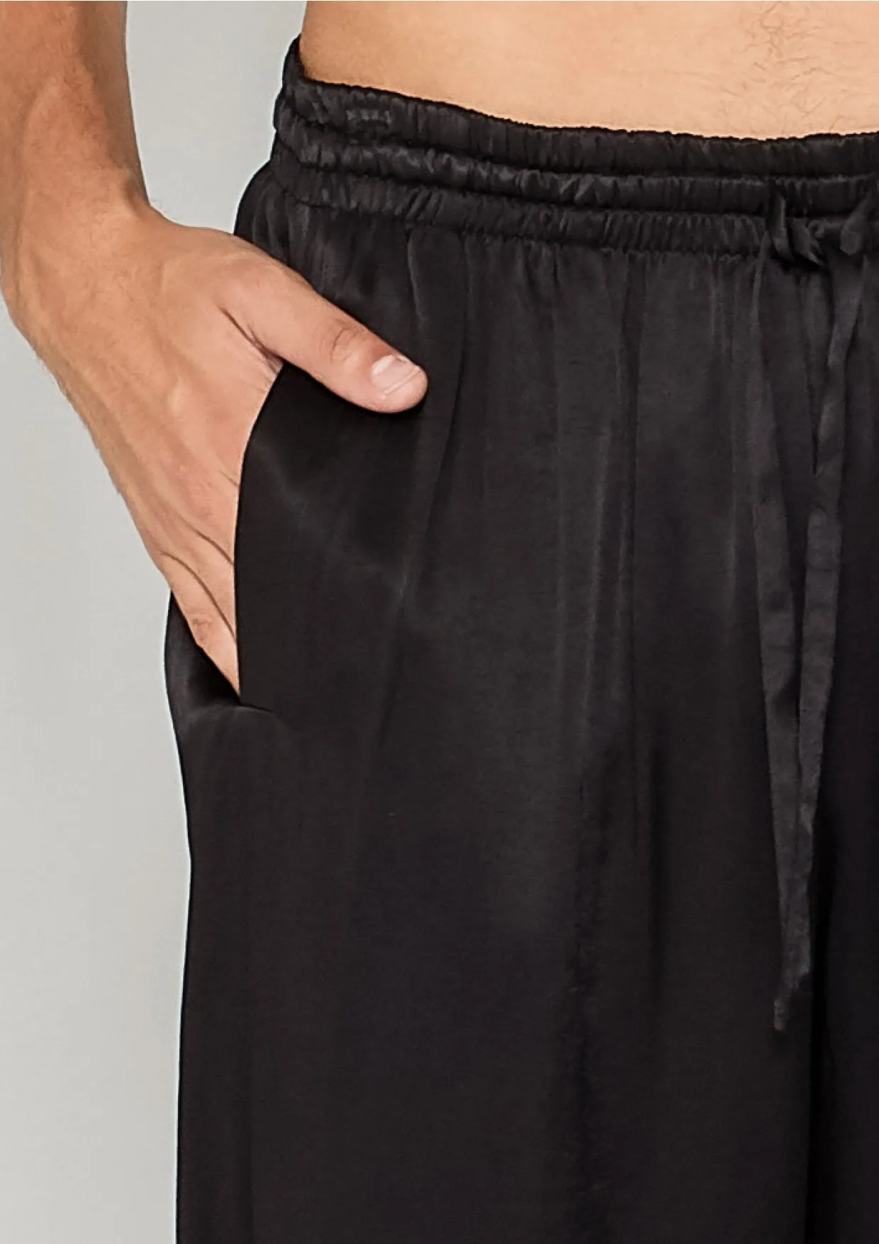 PANTS LOOSE ELASTIC - SILKY RAYON SATIN black