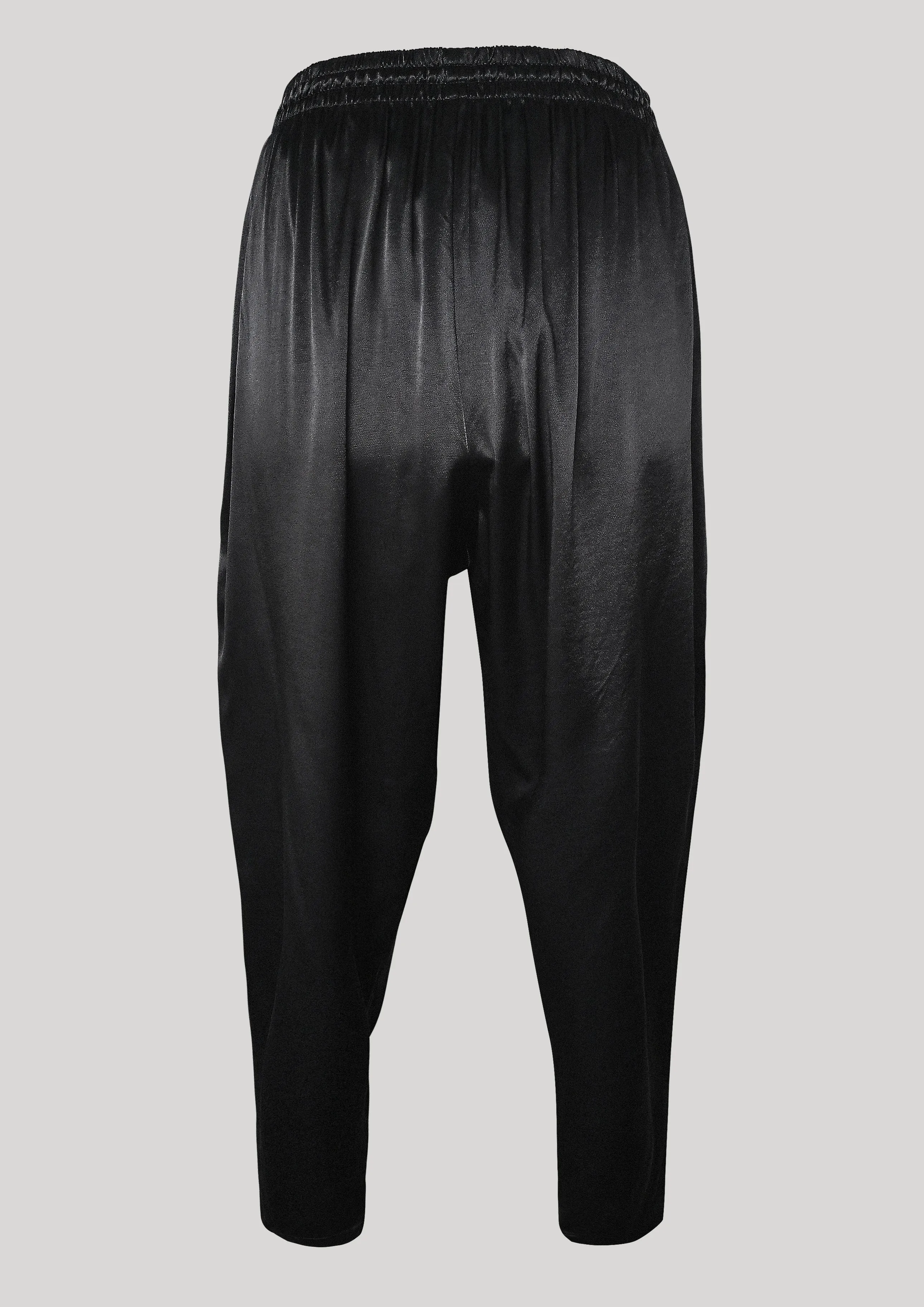 PANTS LOOSE ELASTIC - SILKY RAYON SATIN black