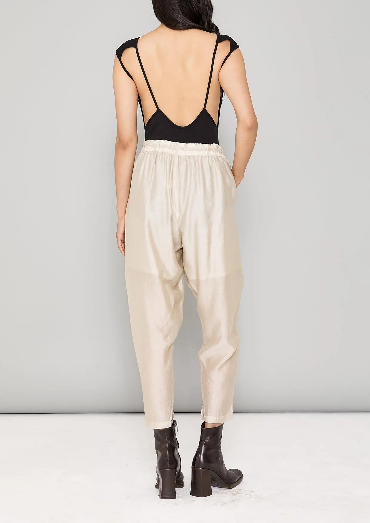 PANTS LOOSE ELASTIC - SILKY TENCEL LIGHT creme