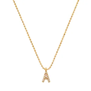 Pave Initial Ball Chain Necklace