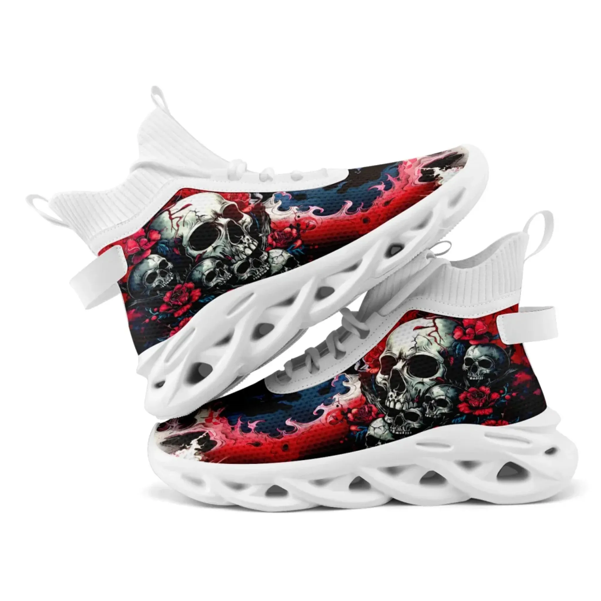 Personalized Gothic Style Sneakers, Custom Skull Fashion Shoes, Comfortable Unisex Shoes