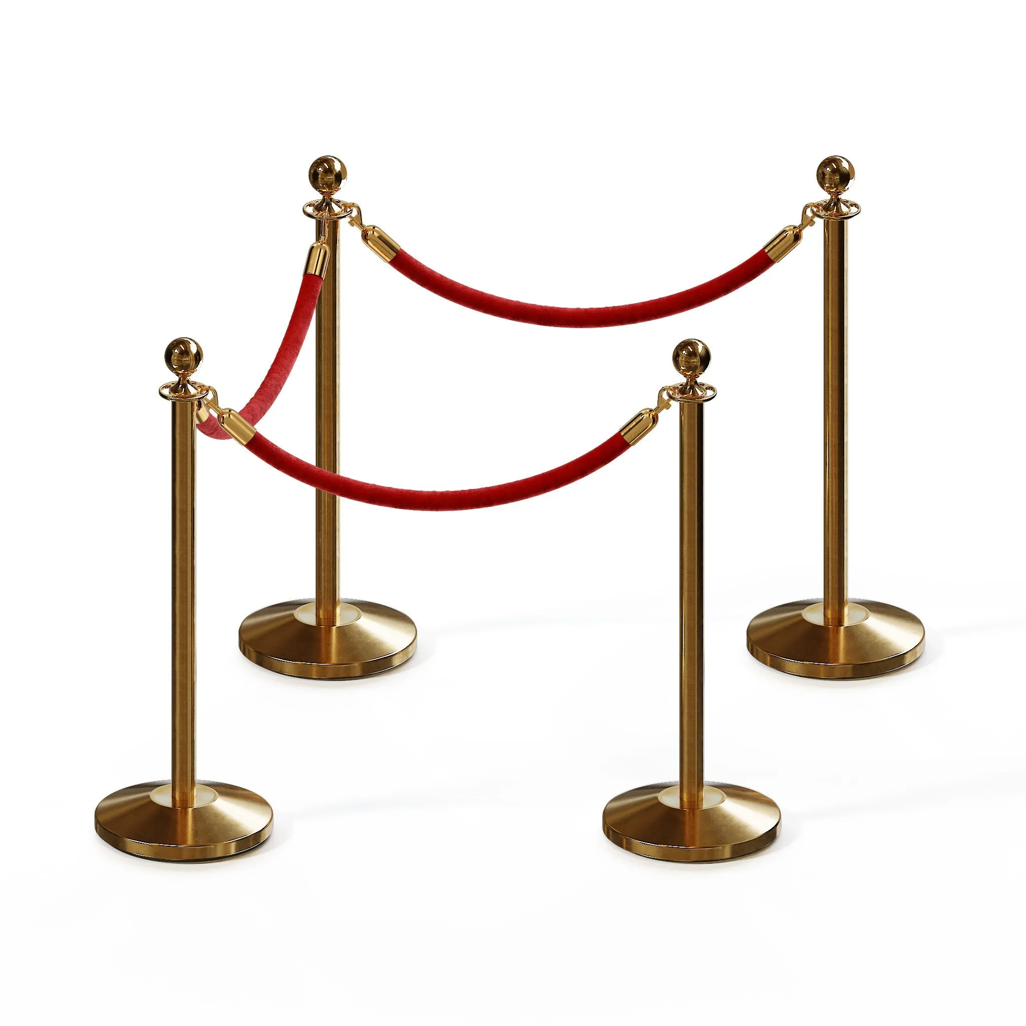 Post and Rope Stanchion Kit, Ball Top Posts, 6 Ft. Velvet Foam Core Rope - Montour Line