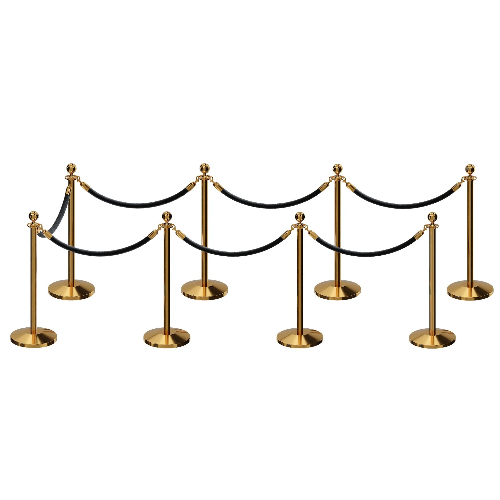 Post and Rope Stanchion Kit, Ball Top Posts, 6 Ft. Velvet Foam Core Rope - Montour Line