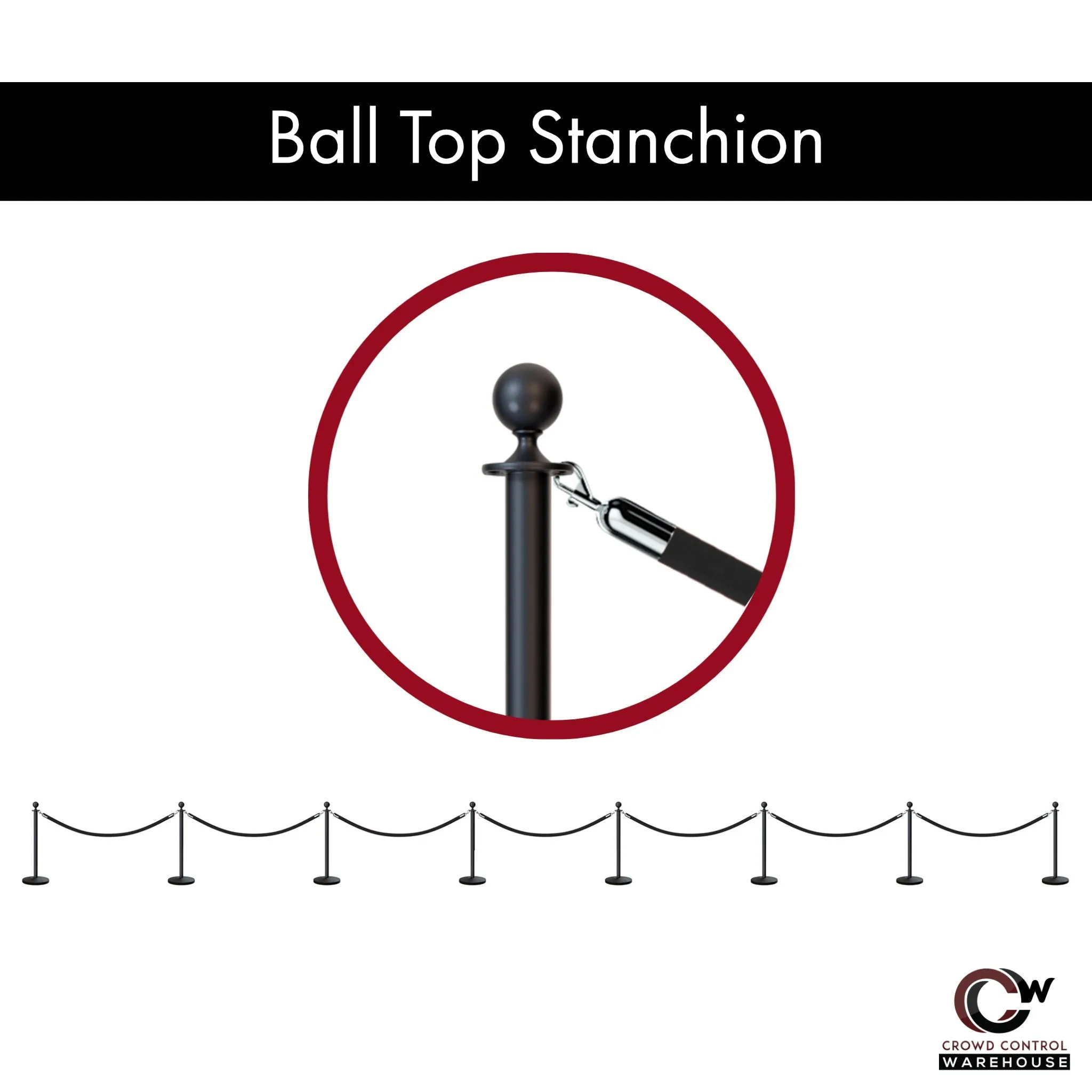 Post and Rope Stanchion Kit, Ball Top Posts, 6 Ft. Velvet Foam Core Rope - Montour Line