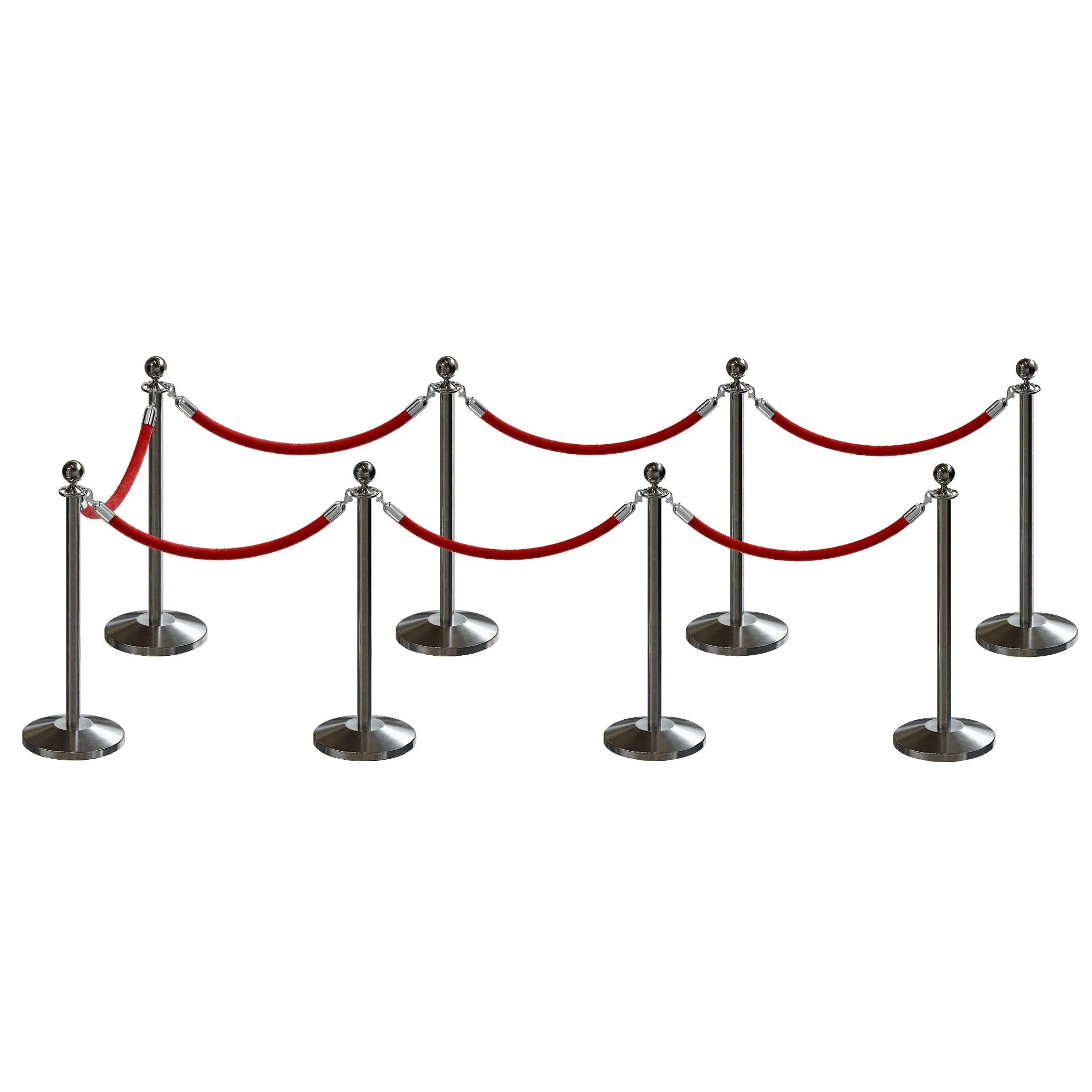 Post and Rope Stanchion Kit, Ball Top Posts, 6 Ft. Velvet Foam Core Rope - Montour Line