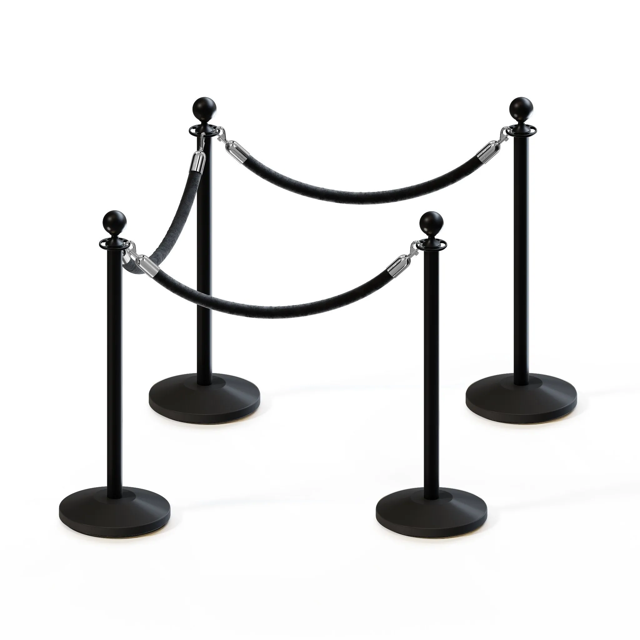 Post and Rope Stanchion Kit, Ball Top Posts, 6 Ft. Velvet Foam Core Rope - Montour Line