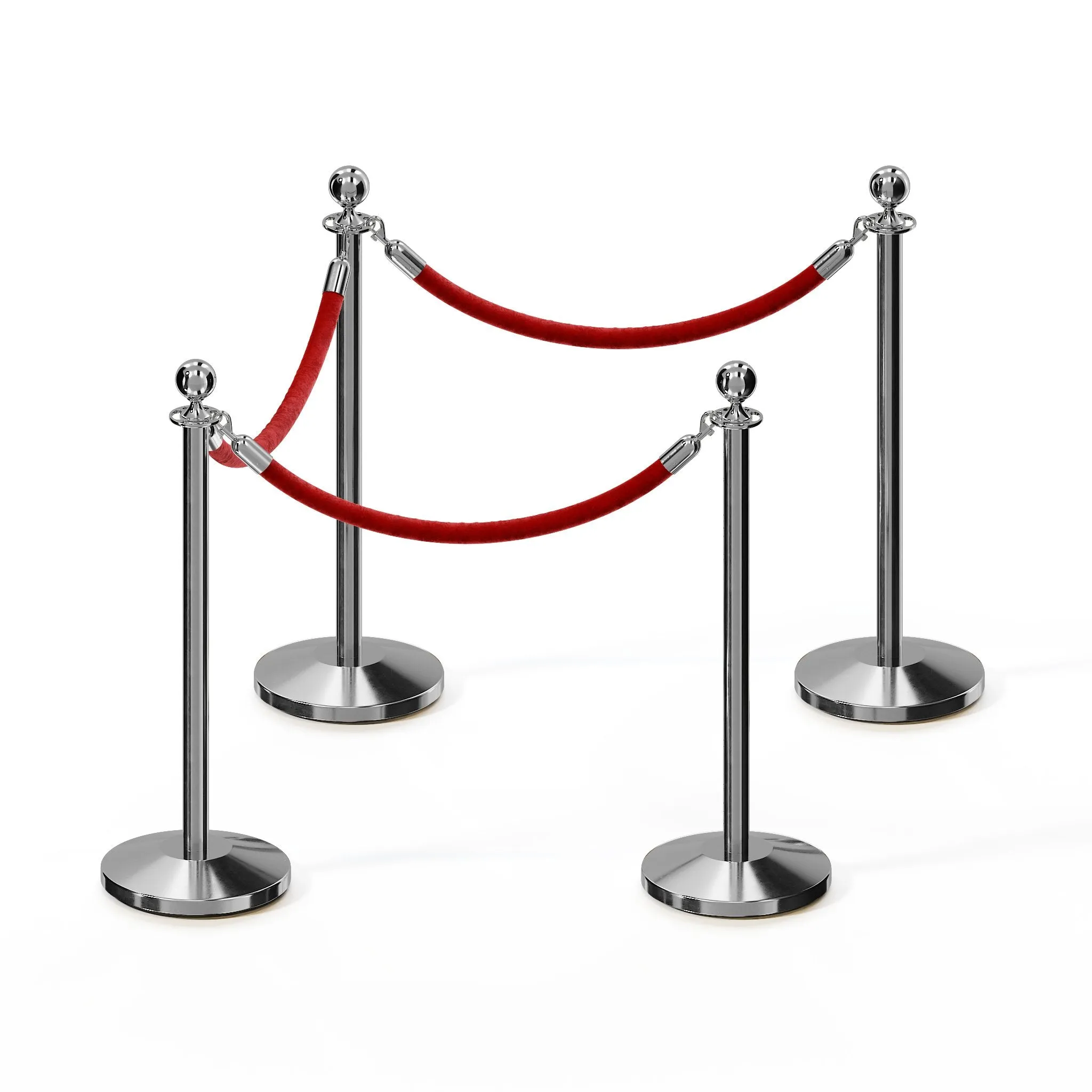 Post and Rope Stanchion Kit, Ball Top Posts, 6 Ft. Velvet Foam Core Rope - Montour Line