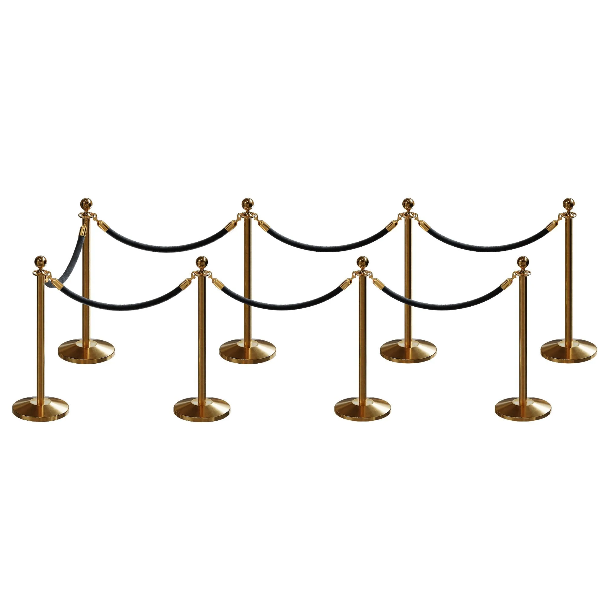 Post and Rope Stanchion Kit, Ball Top Posts, 6 Ft. Velvet Foam Core Rope - Montour Line