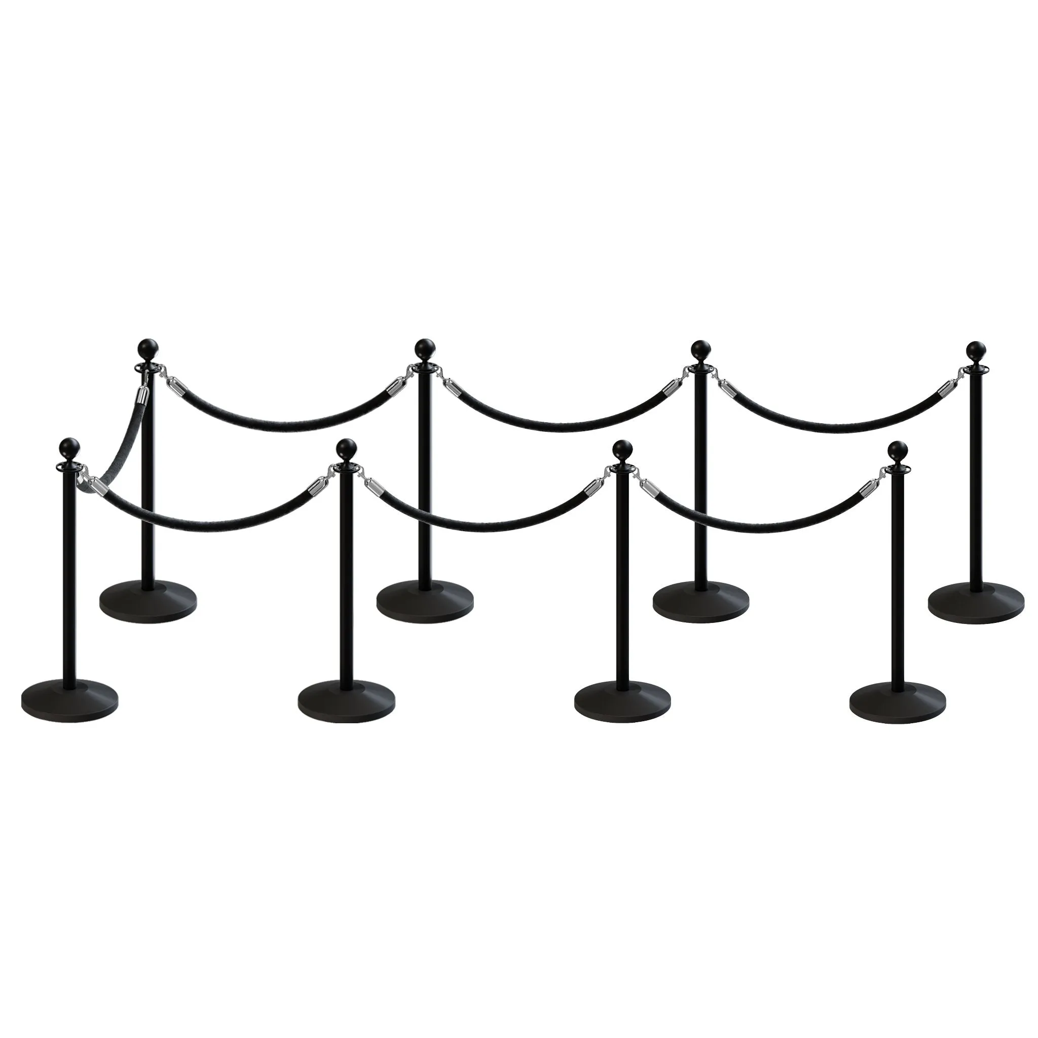 Post and Rope Stanchion Kit, Ball Top Posts, 6 Ft. Velvet Foam Core Rope - Montour Line