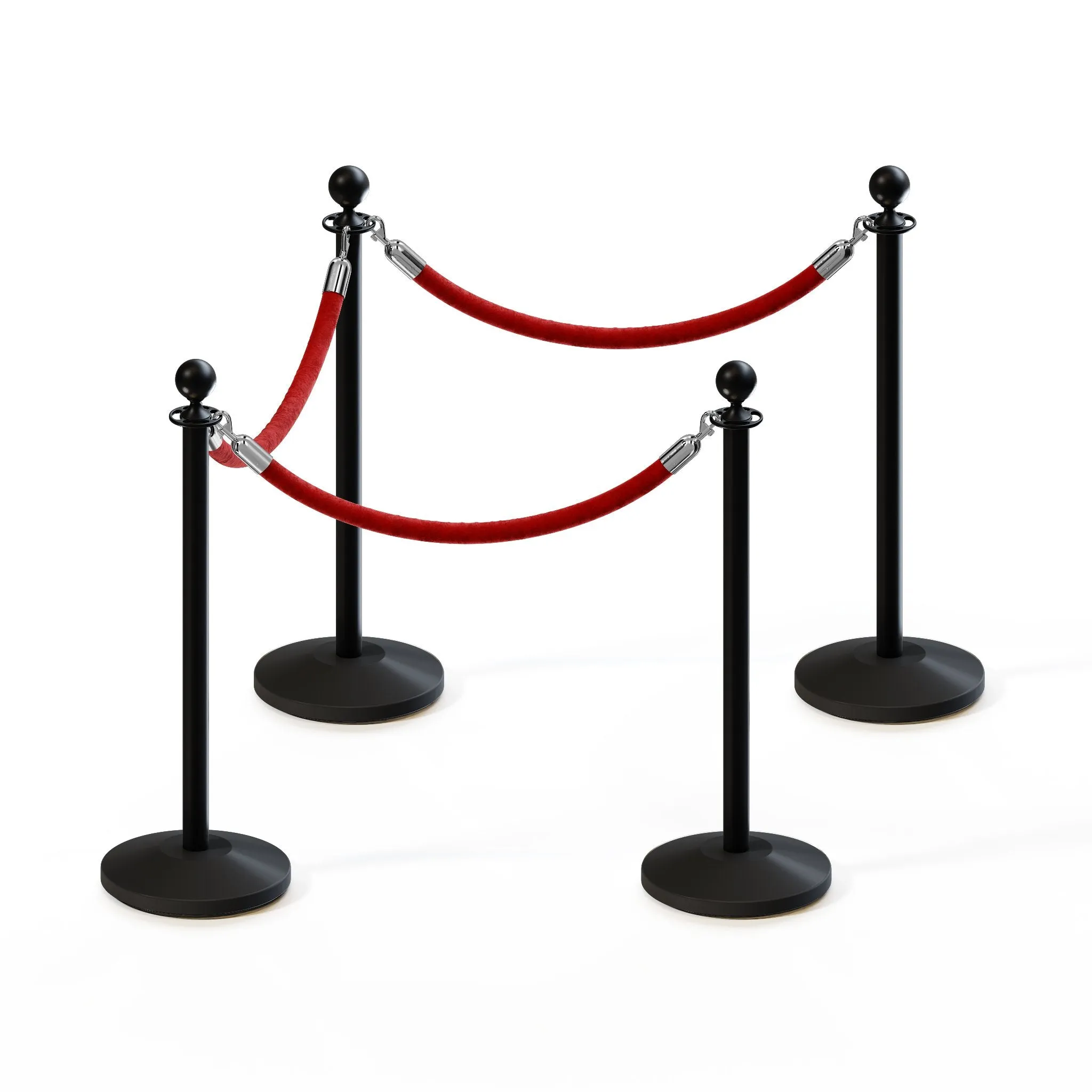 Post and Rope Stanchion Kit, Ball Top Posts, 6 Ft. Velvet Foam Core Rope - Montour Line