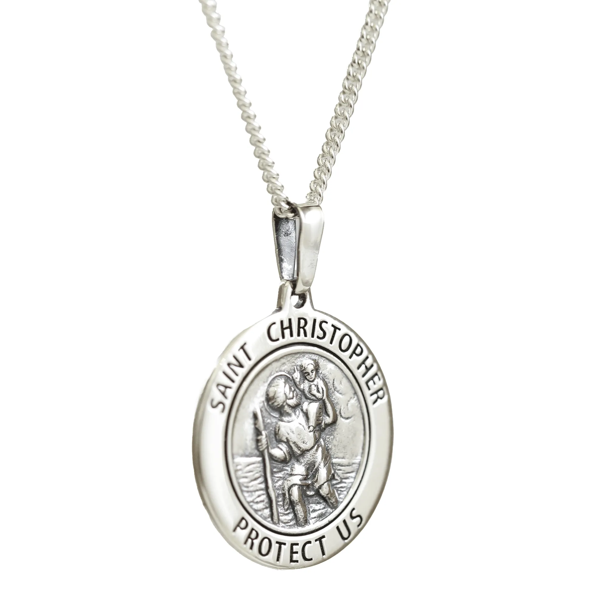 Protect Us Border St Christopher Necklace 23mm