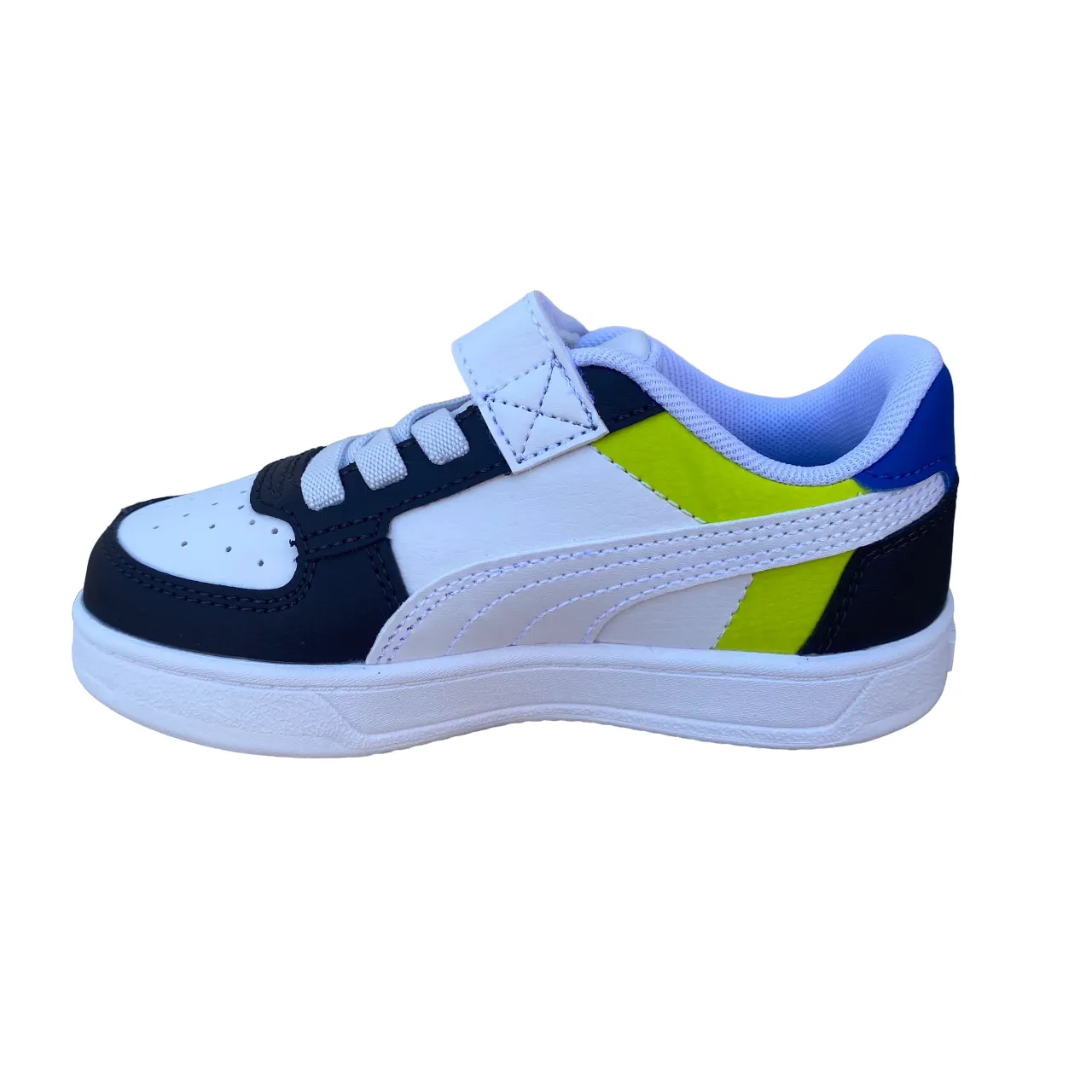 Puma scarpa sneakers da bambino Caren 2.0 Block 394462-03 bianco-carbone-lime