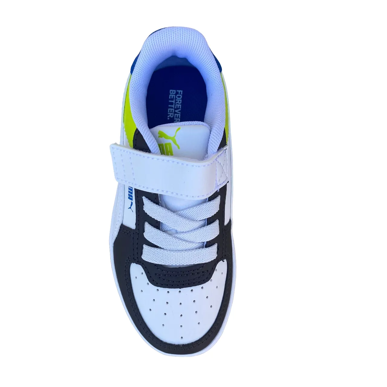 Puma scarpa sneakers da bambino Caren 2.0 Block 394462-03 bianco-carbone-lime