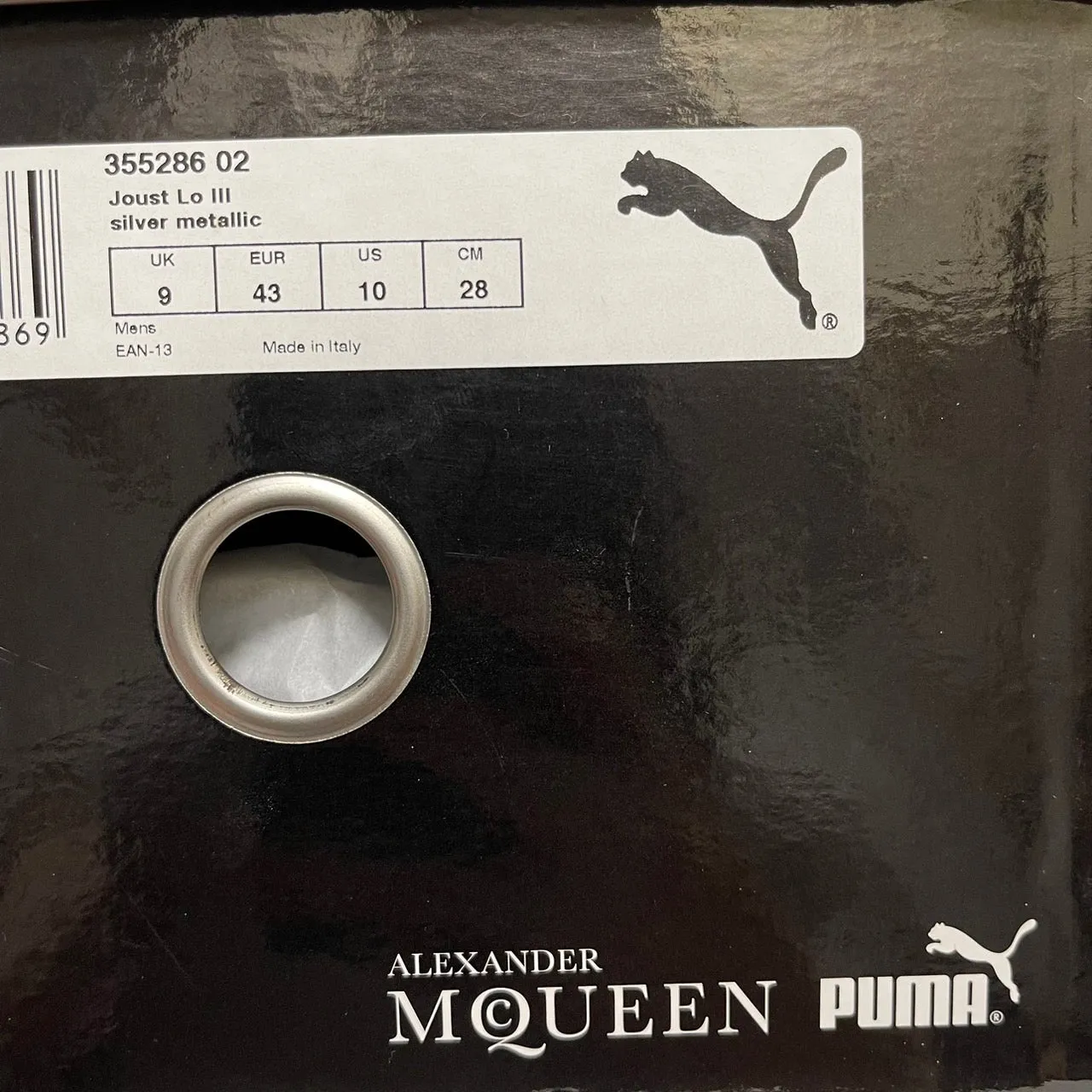 PUMA×Alexander McQUEEN プーマ アレキサンダーマックイーン 13AW Joust Lo III シルバーメタリックレザースニーカー 12350