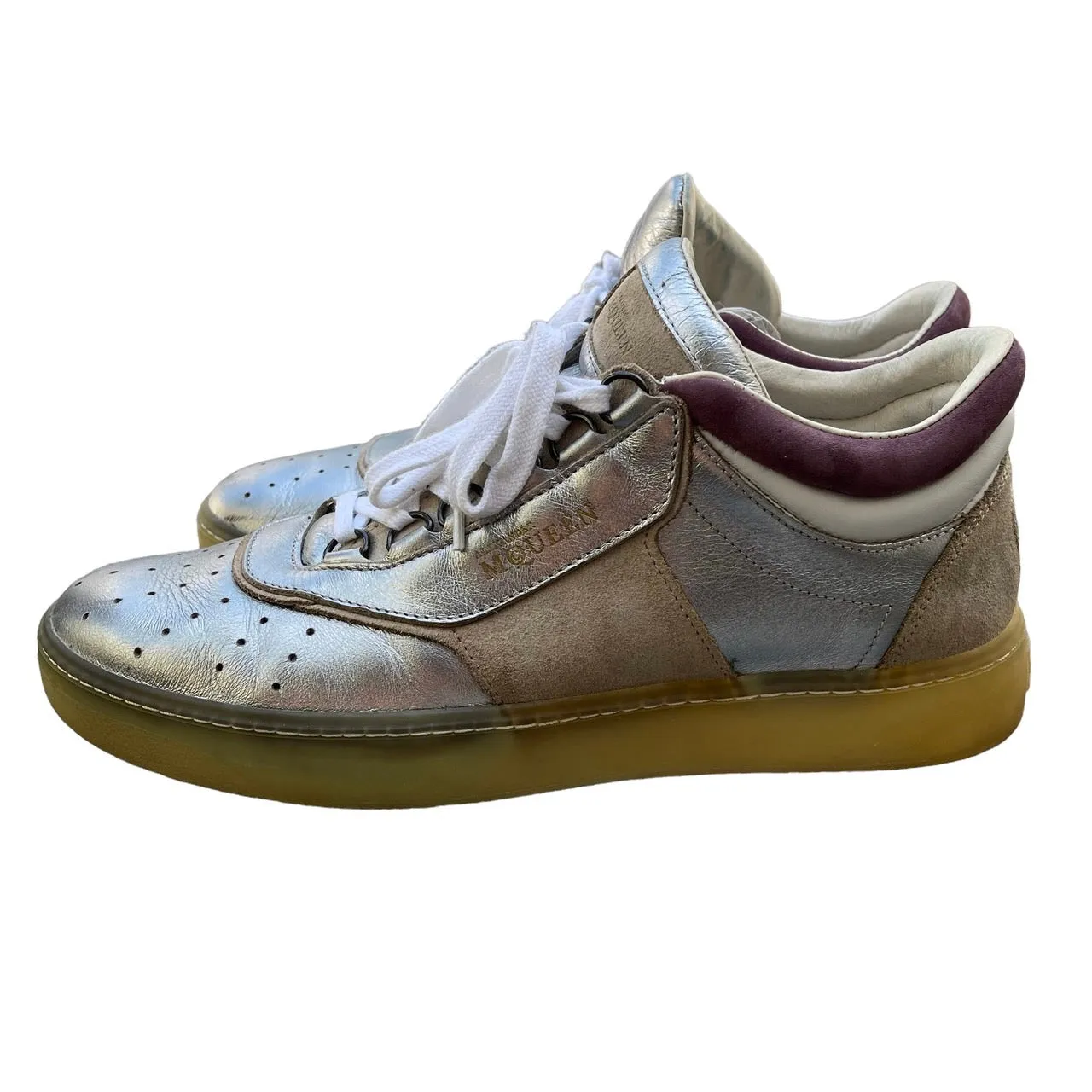 PUMA×Alexander McQUEEN プーマ アレキサンダーマックイーン 13AW Joust Lo III シルバーメタリックレザースニーカー 12350