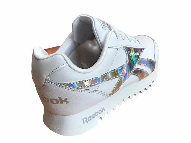 Reebok scarpa sneakers da ragazza Royal CL Jog 2 Plat Kid FV1309 bianco-argento