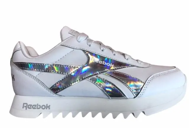 Reebok scarpa sneakers da ragazza Royal CL Jog 2 Plat Kid FV1309 bianco-argento