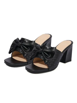 Retro Bowknot Chunky Heels Sandals