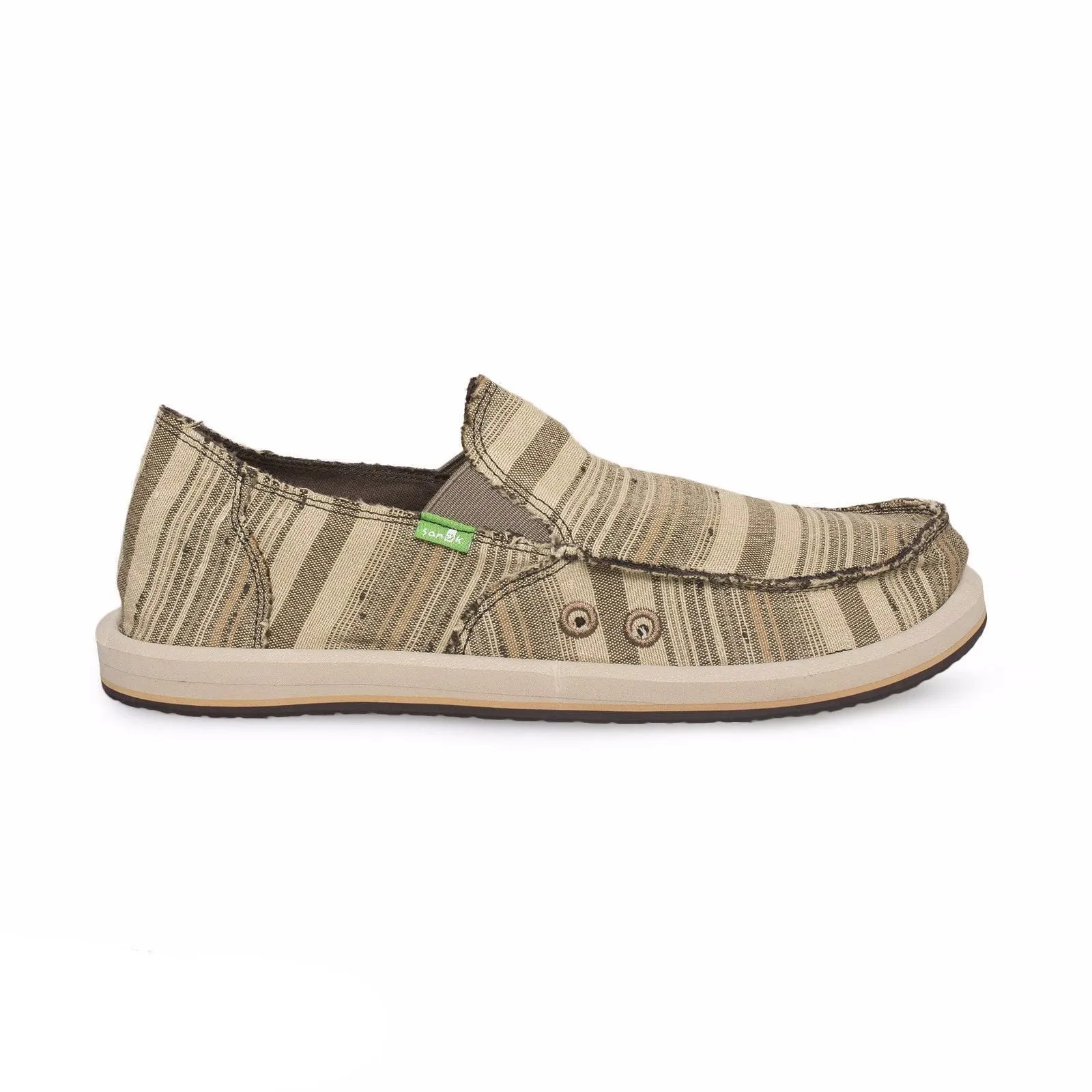 Sanuk Donny Brown Vintage Denim Stripe Shoes