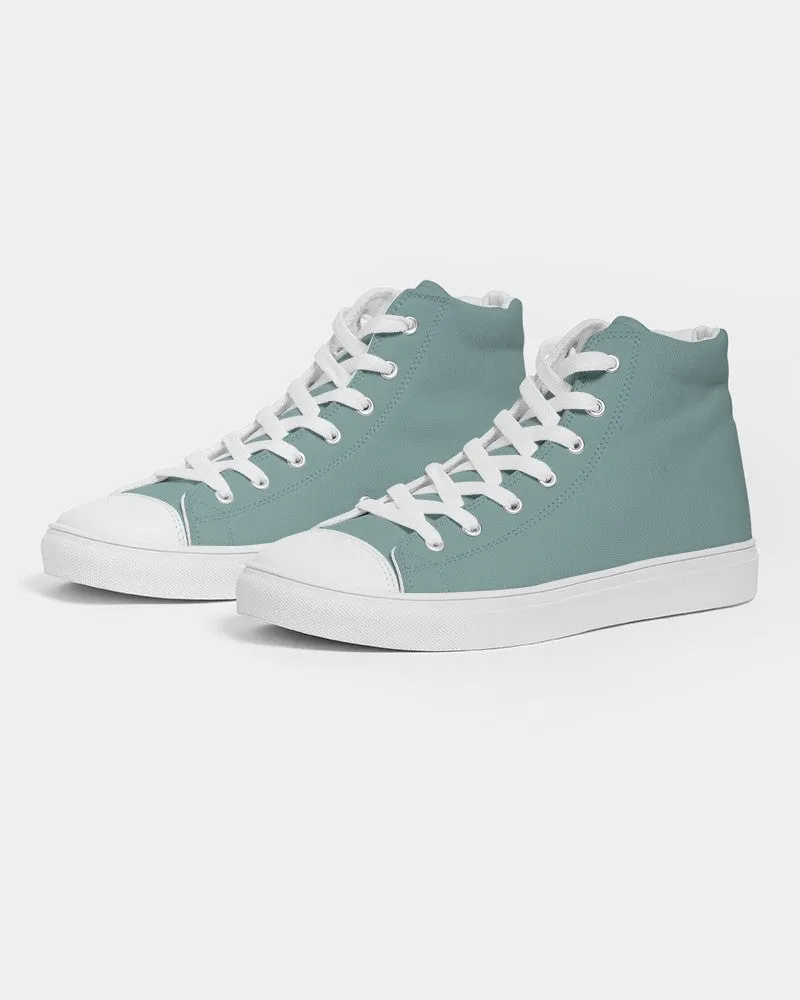 Shaded Pale Pastel Blue-Green Gray High-Top Canvas Sneakers | Women's | C30M0Y15K30