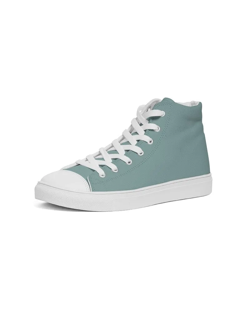 Shaded Pale Pastel Blue-Green Gray High-Top Canvas Sneakers | Women's | C30M0Y15K30