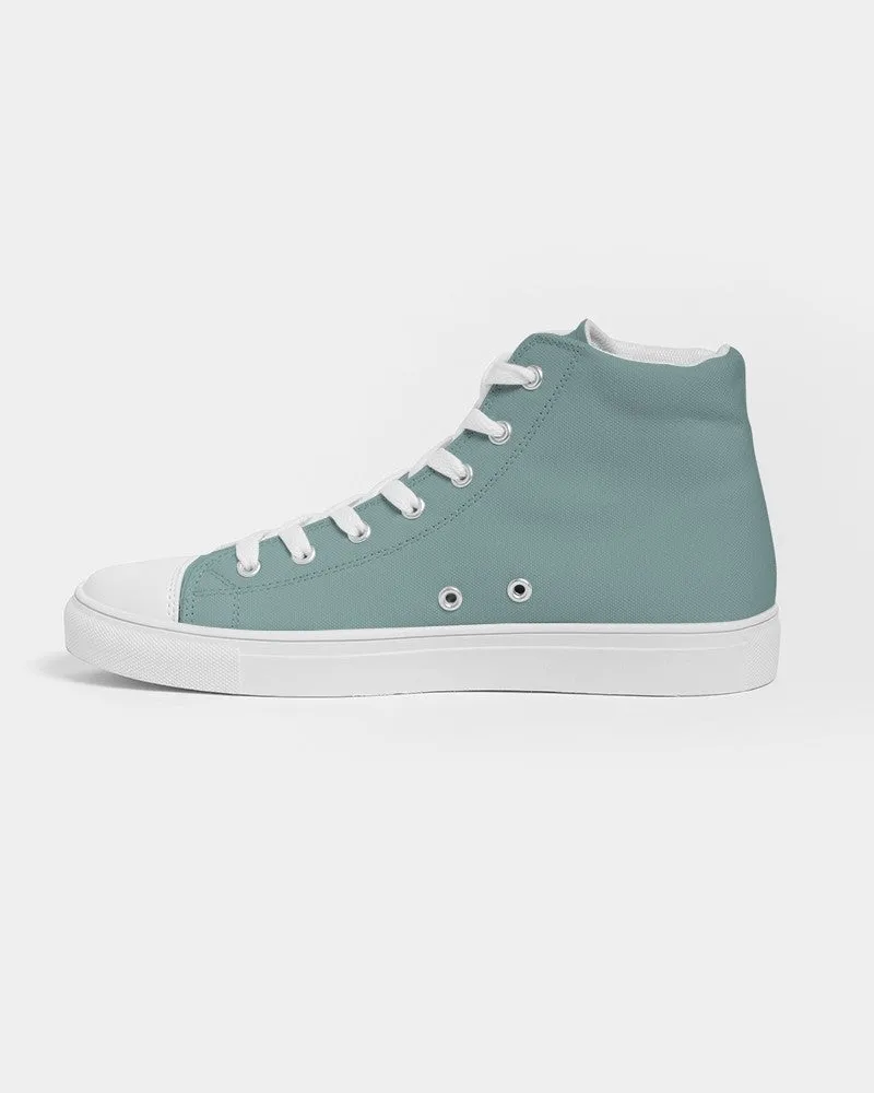 Shaded Pale Pastel Blue-Green Gray High-Top Canvas Sneakers | Women's | C30M0Y15K30