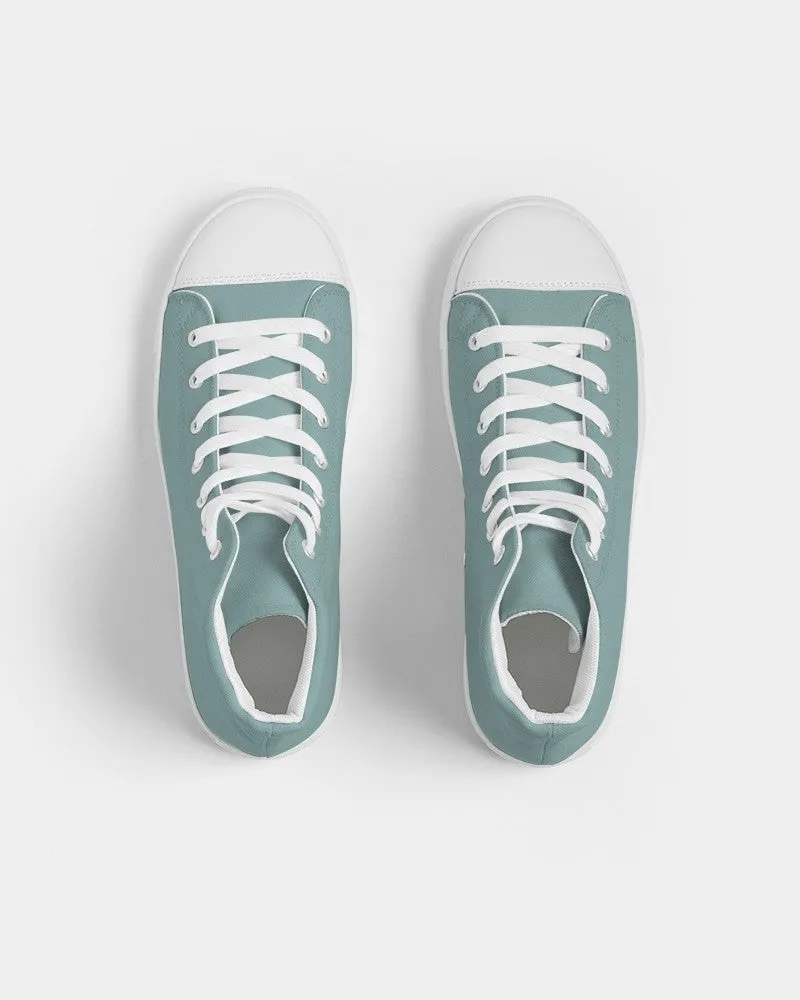 Shaded Pale Pastel Blue-Green Gray High-Top Canvas Sneakers | Women's | C30M0Y15K30