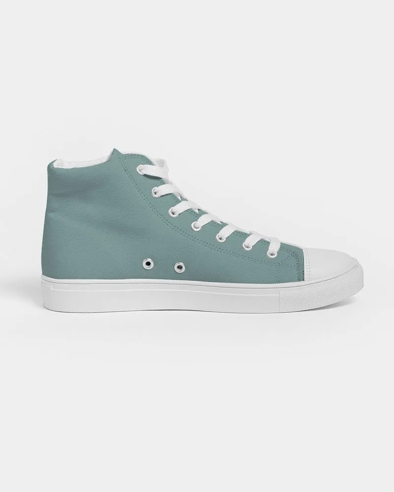 Shaded Pale Pastel Blue-Green Gray High-Top Canvas Sneakers | Women's | C30M0Y15K30