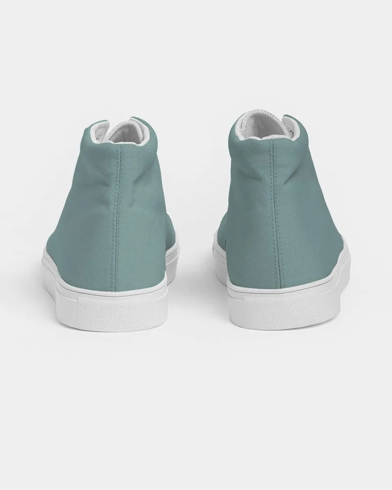 Shaded Pale Pastel Blue-Green Gray High-Top Canvas Sneakers | Women's | C30M0Y15K30