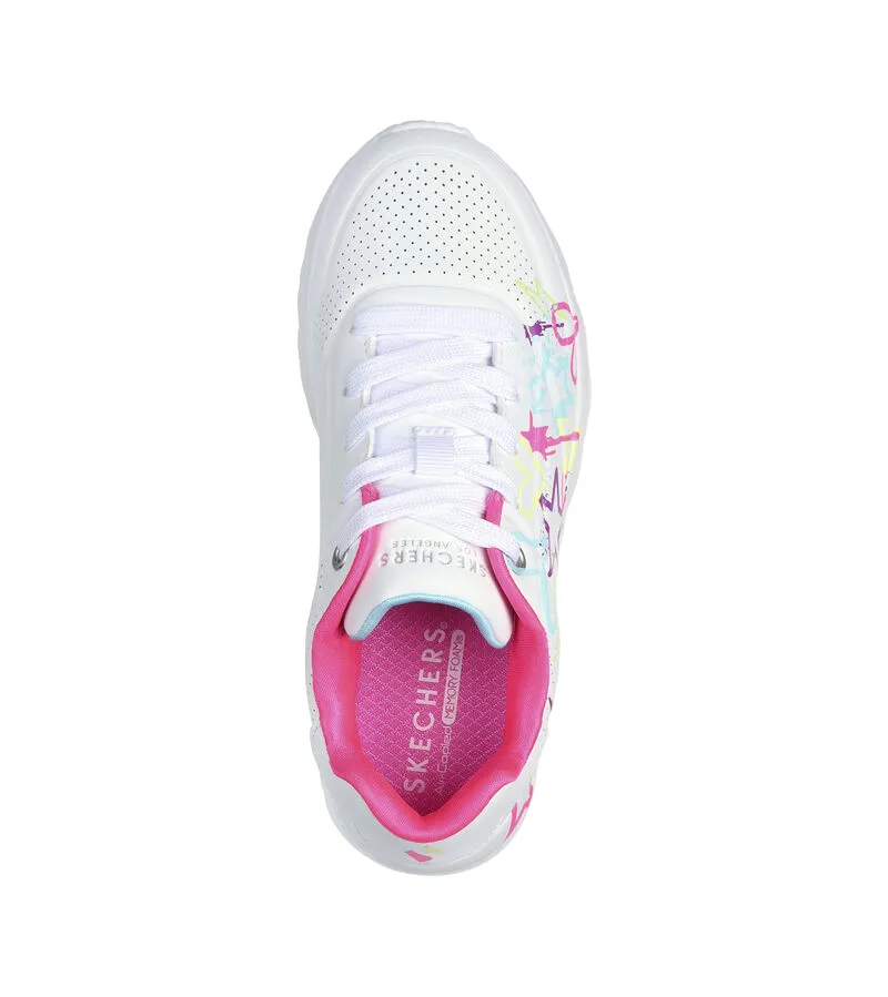 Skechers scarpa sneakers da ragazza Uno Lite My Drip 310391L/WMN bianco-multicolore