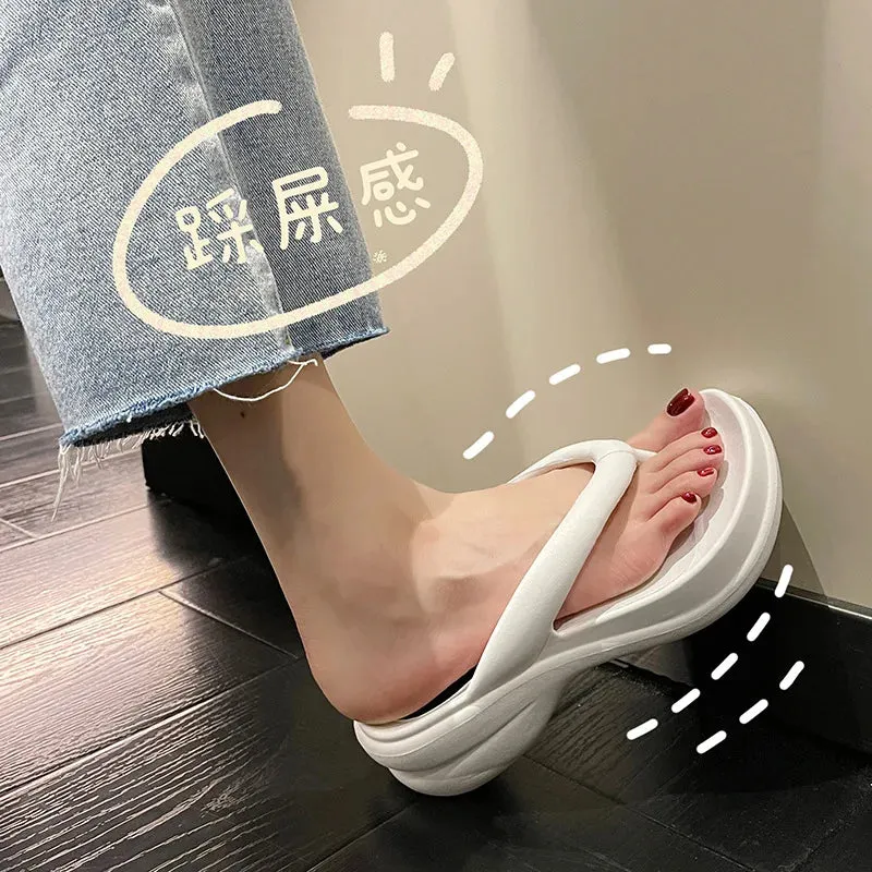 Sohiwoo Thick Sole Wedges Flip Flops For Women 2023 Summer Clip  Platform Sandals Woman Non-slip Beach Slippers Girls Outdoor Slides