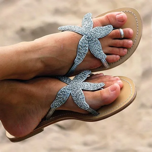 Sohiwoo  Women Summer Slippers Hawaiian Starfish Beach Flat Sandals