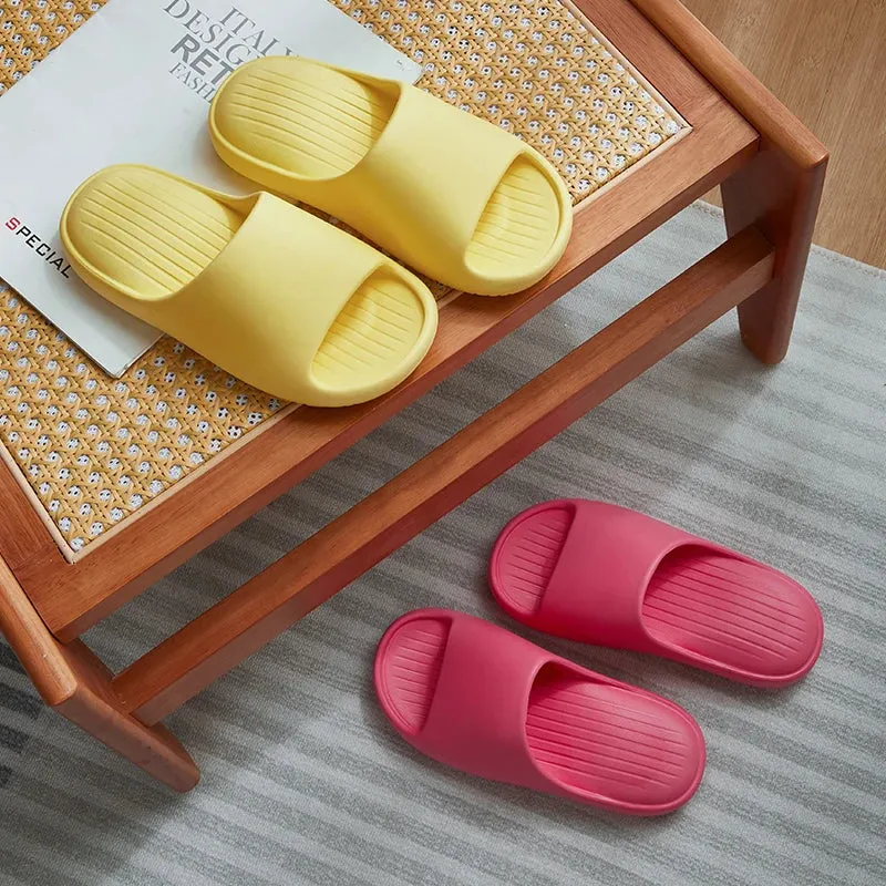 Summer Women Thick Slippers Sole Beach Slides Bathroom Anti-Slip Soft Sandals Fashion Ladies Cloud Shoes Men Slipper